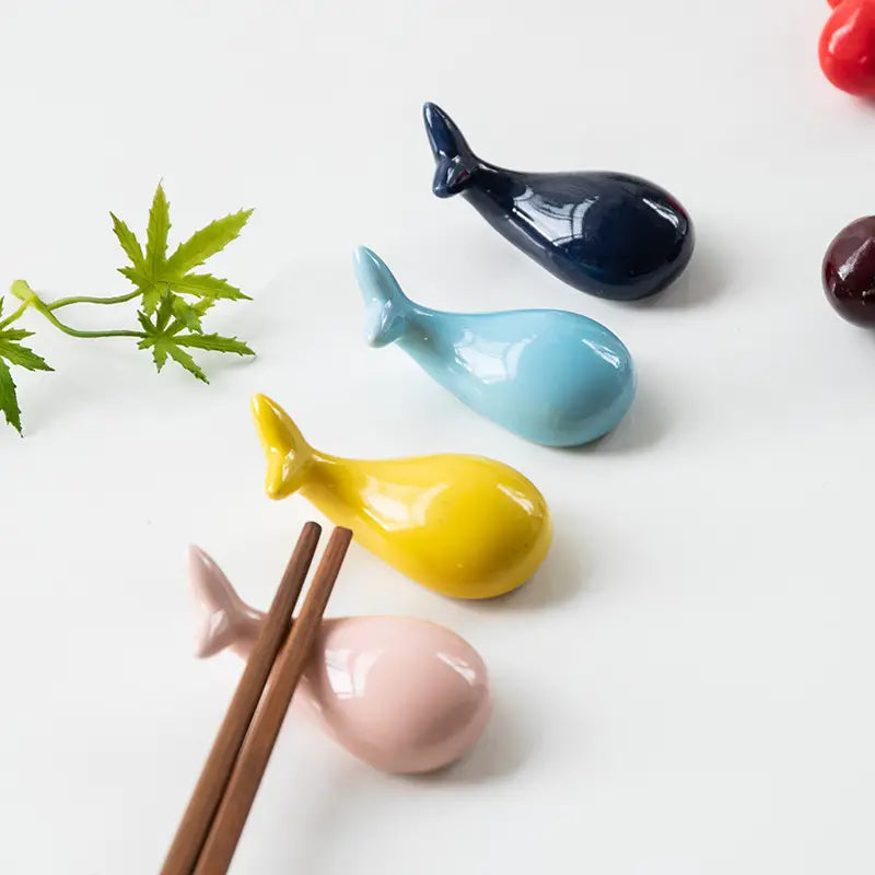 Whale-Shaped Ceramic Chopstick Rest