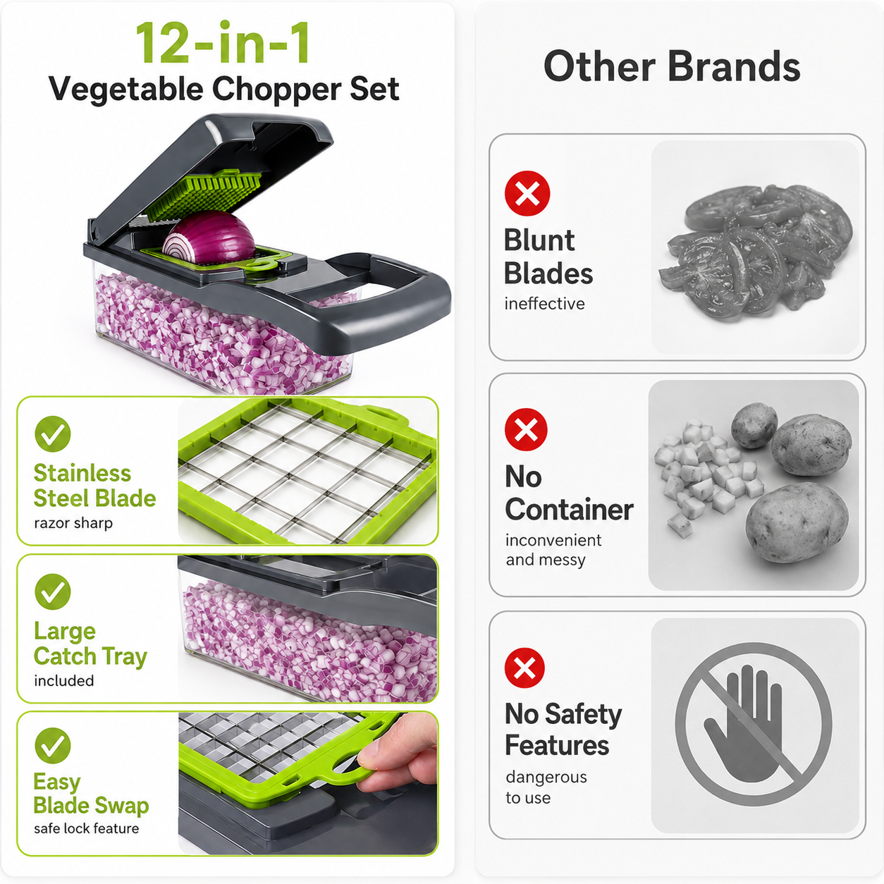Multifunctional Vegetable Chopper with Storage Container