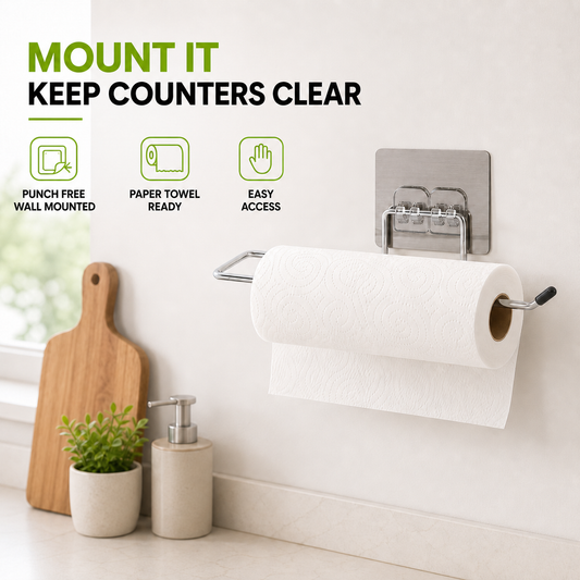 Punch-Free Wall-Mounted Kitchen Storage Rack (Stainless Steel)