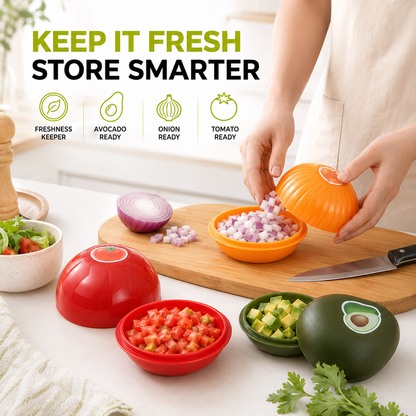 Fruit & Veggie Savers – Avocado, Onion & Tomato Storage Containers