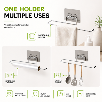 Punch-Free Wall-Mounted Kitchen Storage Rack (Stainless Steel)