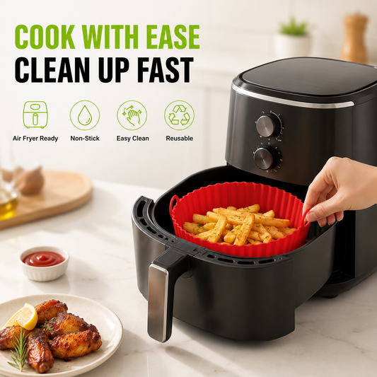 Reusable Silicone Air Fryer Basket (7.5"/8", for 3–5 Qt)