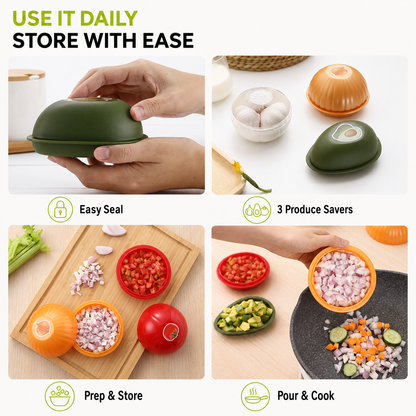 Fruit & Veggie Savers – Avocado, Onion & Tomato Storage Containers