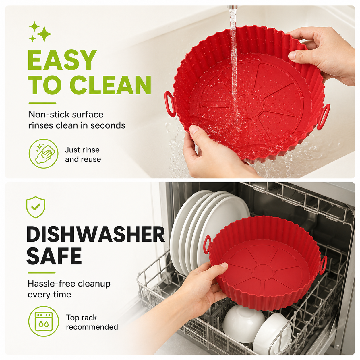 Reusable Silicone Air Fryer Basket (7.5"/8", for 3–5 Qt)
