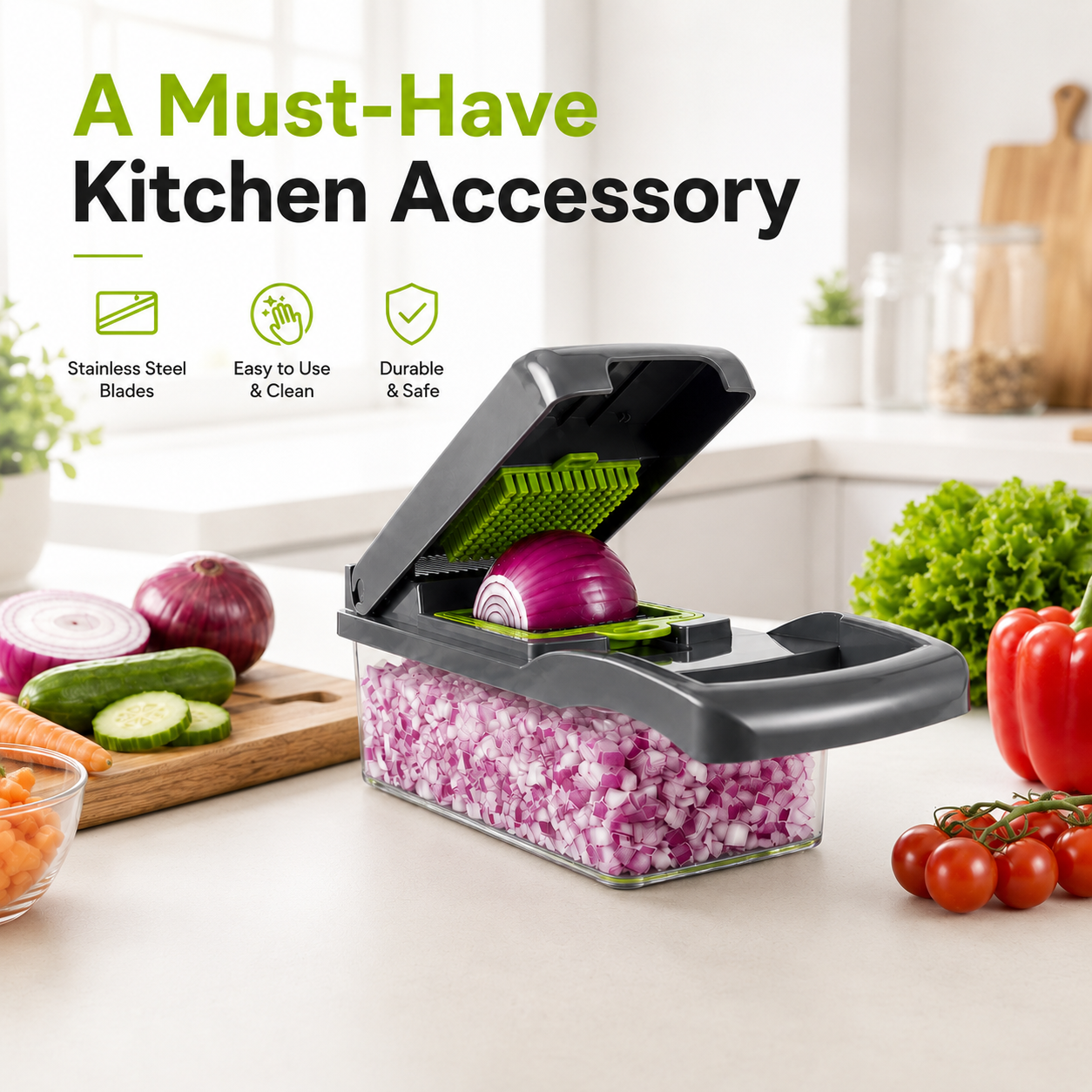 Multifunctional Vegetable Chopper with Storage Container